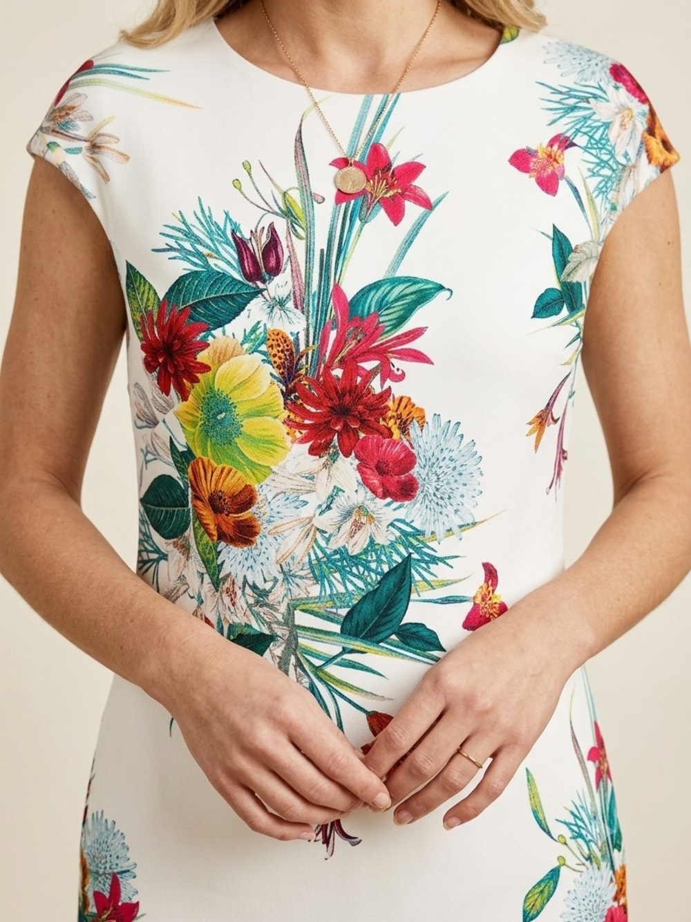 Contemporaine Simons Botanical Floral Sheath Dress Garden Party Cottagecore